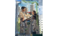 A new mural in the city of nuclear scientists adorns the wall of a residential building. The mural was created in collaboration with Belarusian Nuclear Power Plant